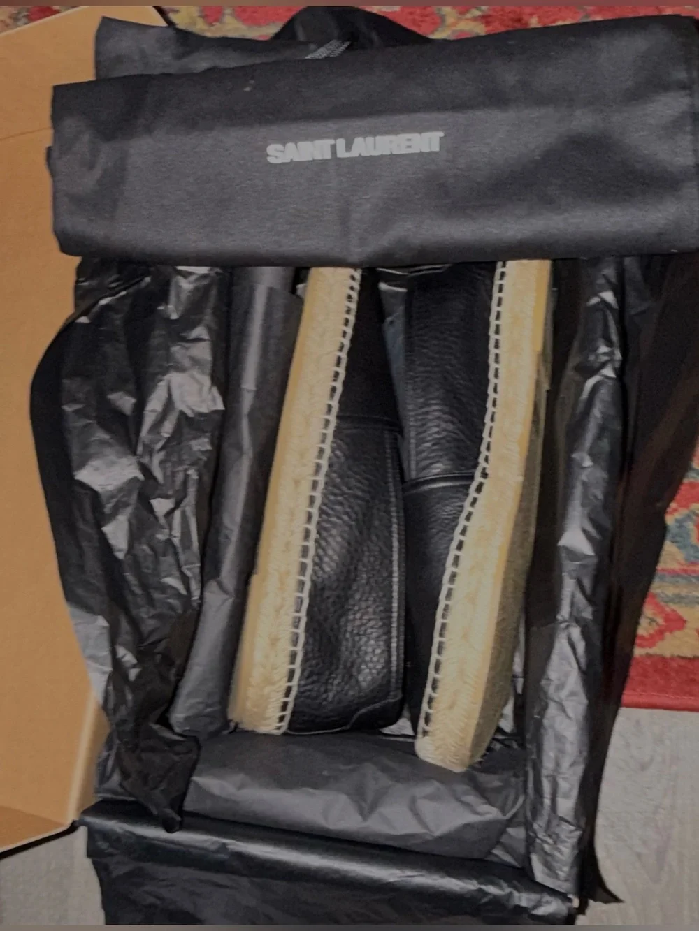 Saint Laurent Men’s Cassandre Slip-On Espadrilles in Black (41 EU | 8 US)